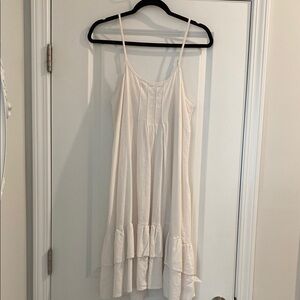 Elegant White Ruffle Hem Dress